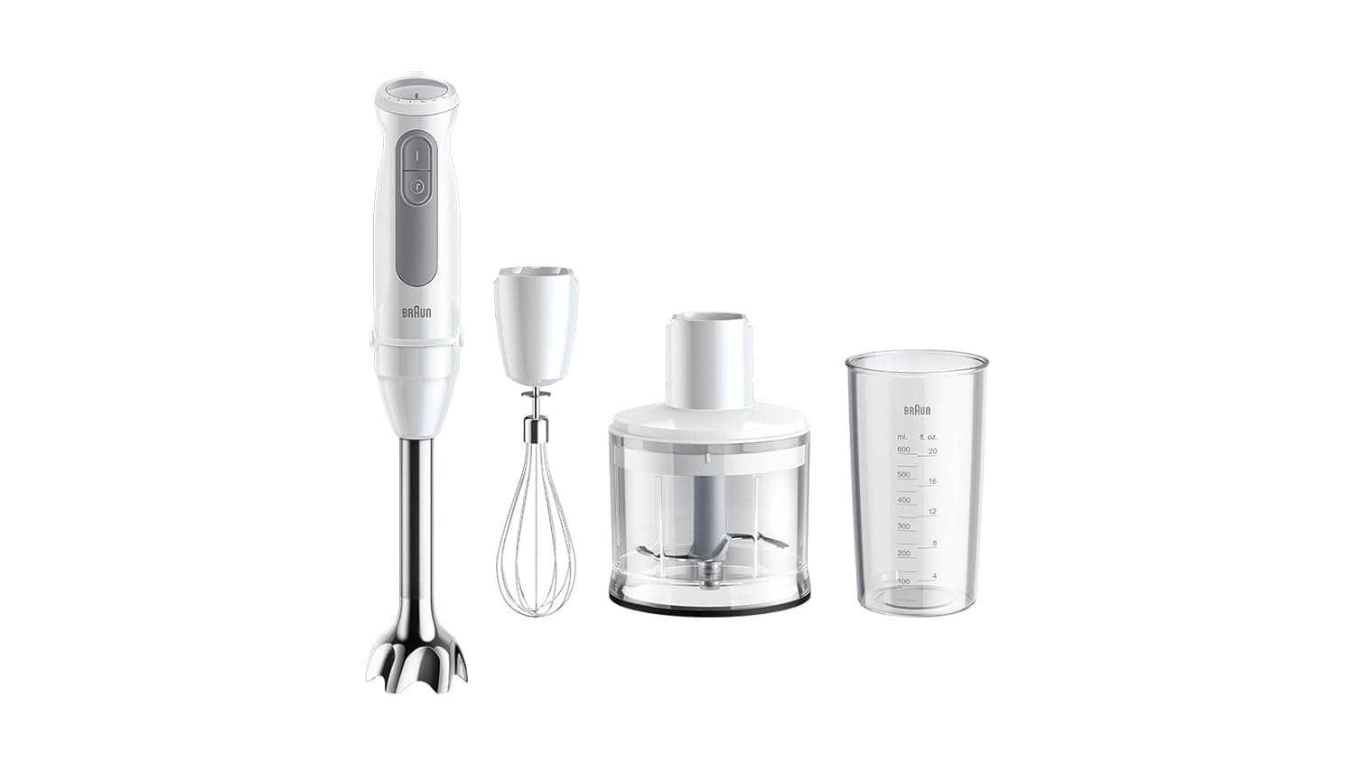 Braun MultiQuick 5, Powerful 1000W Hand Blender, Patented PowerBell Technology, Made in Europe, Guranteed Splash-Proof, 21 Speed + Turbo, All-in-1: Blender, Grinder, Chopper & Whisker, MQ50236M