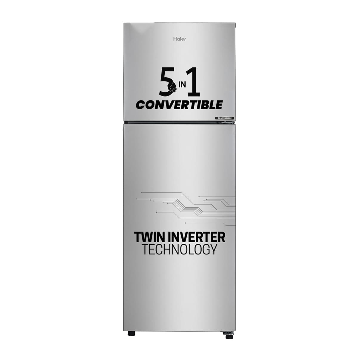 Haier 240L 3 Star Frost Free Top Mount Double Door Refrigerator|5 In 1 Convertible Modes|Twin Inverter|200% Faster Ice Making in 49 Minutes (HEF-253GS-P, Moon Silver)