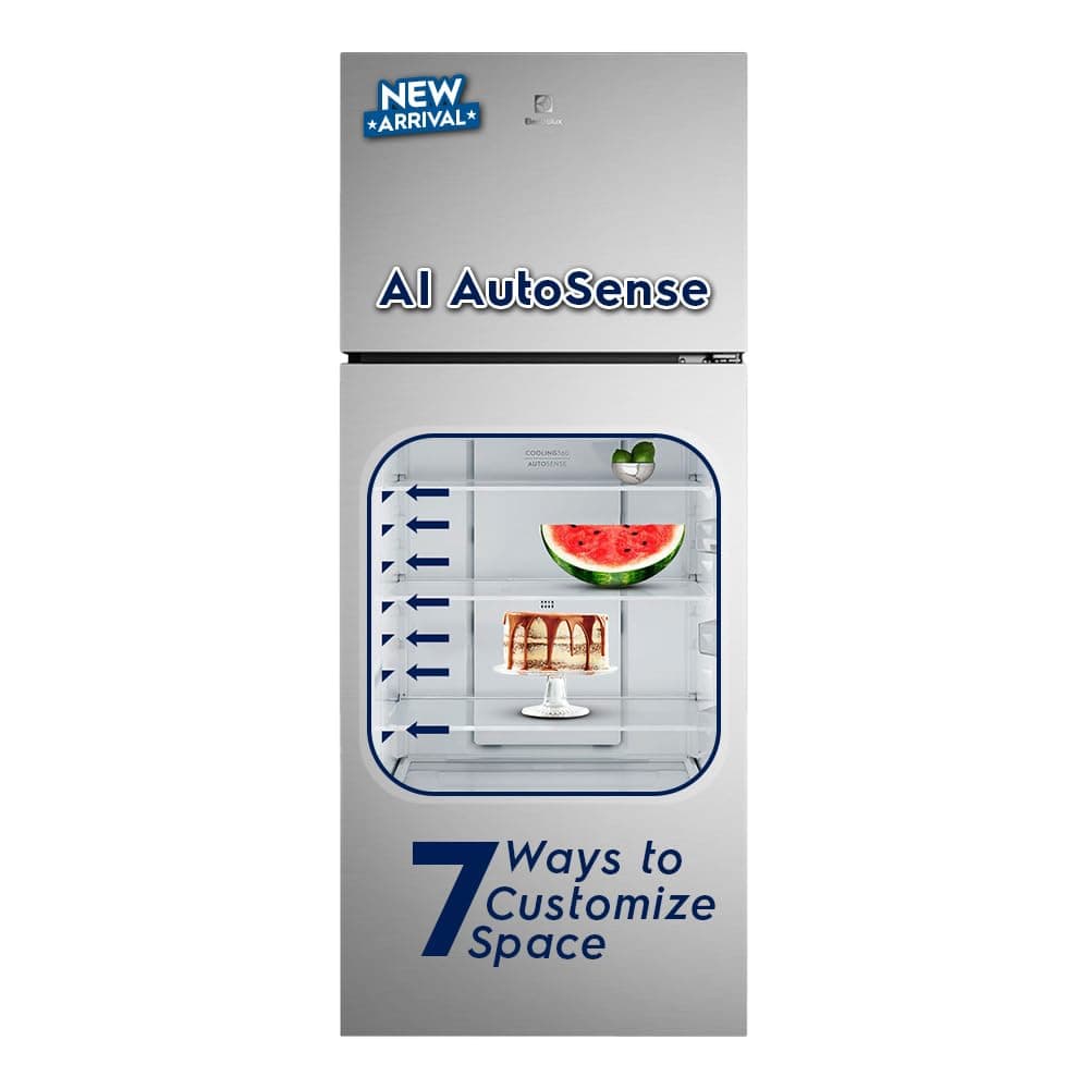 Electrolux 431L 1 Star AI AutoSense Inverter Frost Free Double Door Refrigerator, GreenZone AHC Technology, UltimateTaste 700, ETM4302C-S, Brush Neutral Steel