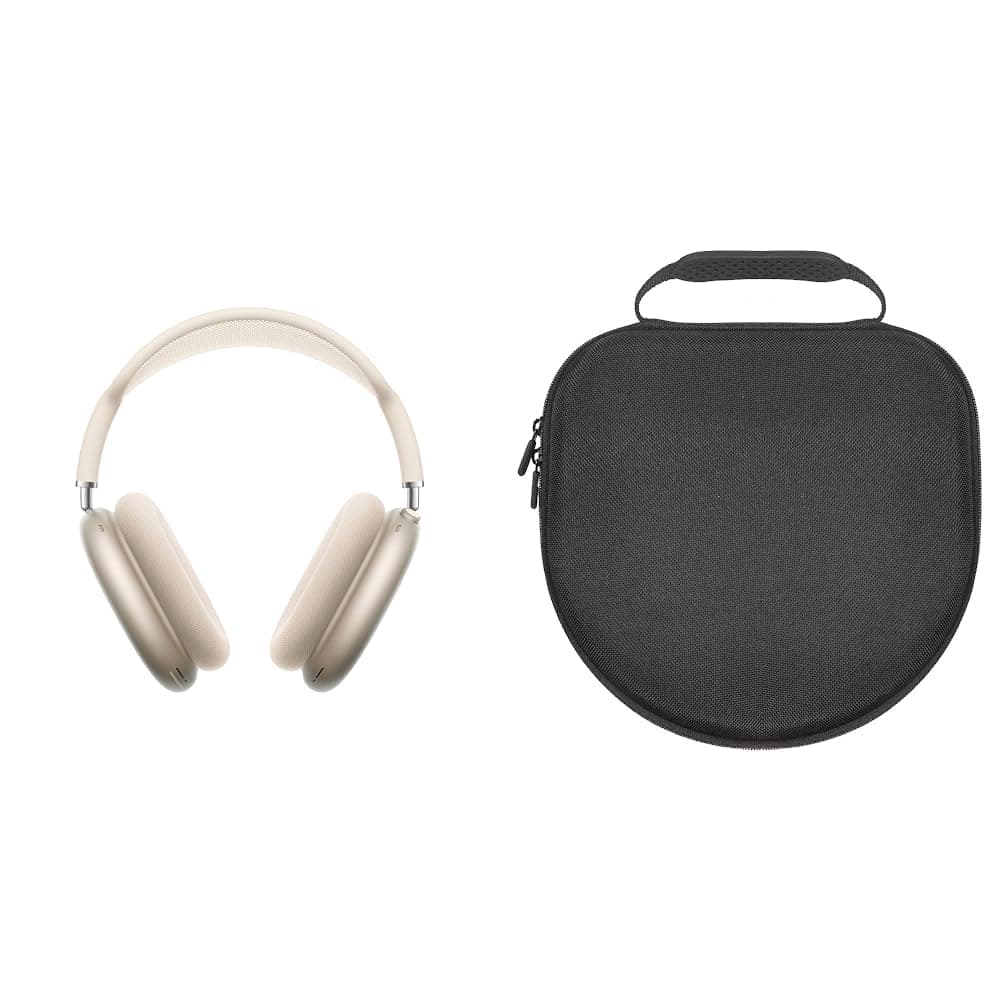 Apple AirPods Max Wireless Over-Ear Headphones, Pro-Level Active Noise Cancellation, Transparency Mode, Personalised Spatial Audio, USB-C Charging, Starlight with Sounce Aidop Cover