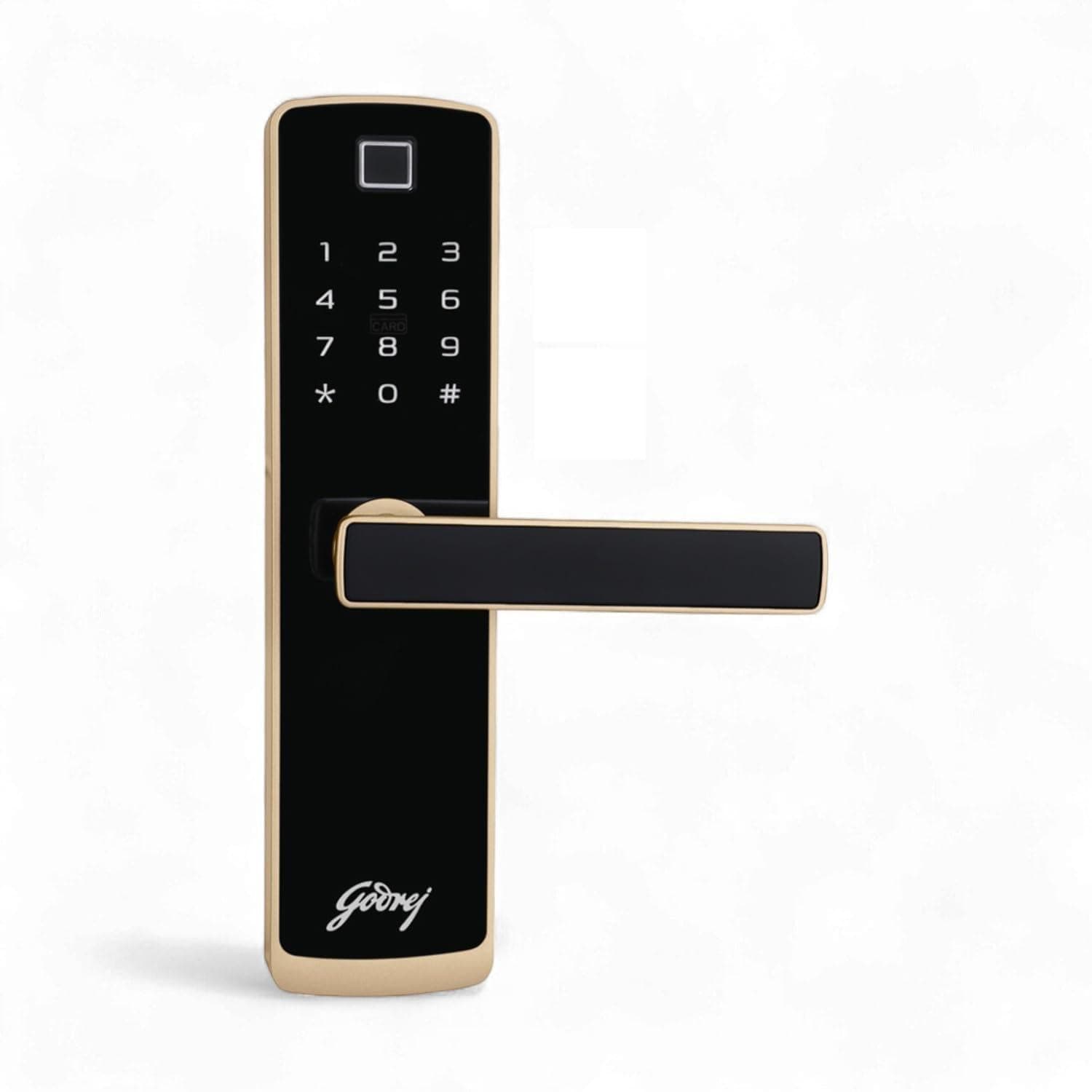Godrej Smart Lock I Catus Connect I Digital Lock for Wooden Door | 5 in 1 Access I WiFi I Fingerprint I RFID Card I PIN Access I Mechanical Key I 3 Strong Locking Dead Bolts I Champagne Gold