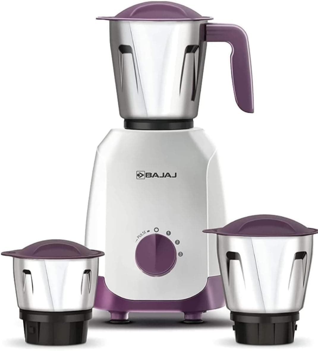 New BAJAJ Ninja Series Carve 750 Mixer Grinder (3 Jars, White & Purple)