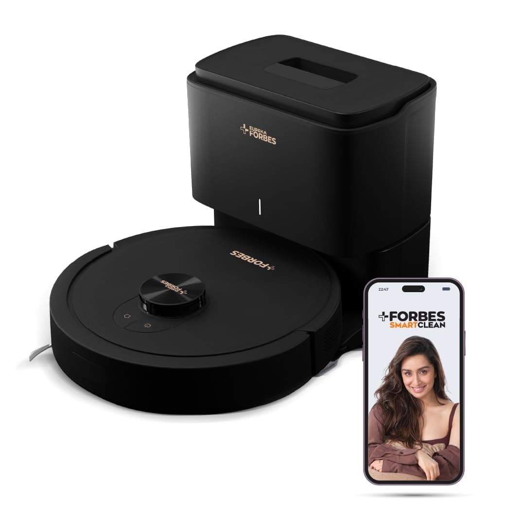 Eureka Forbes SmartClean Auto Bin Turbo, 7000Pa HyperSuction Robotic Vacuum Cleaner (40 Days Hands-Free Cleaning) | LiDAR 3.0 & Quick Home Mapping | Wet Mopping | 3-Hour Run Time | Smart App Control