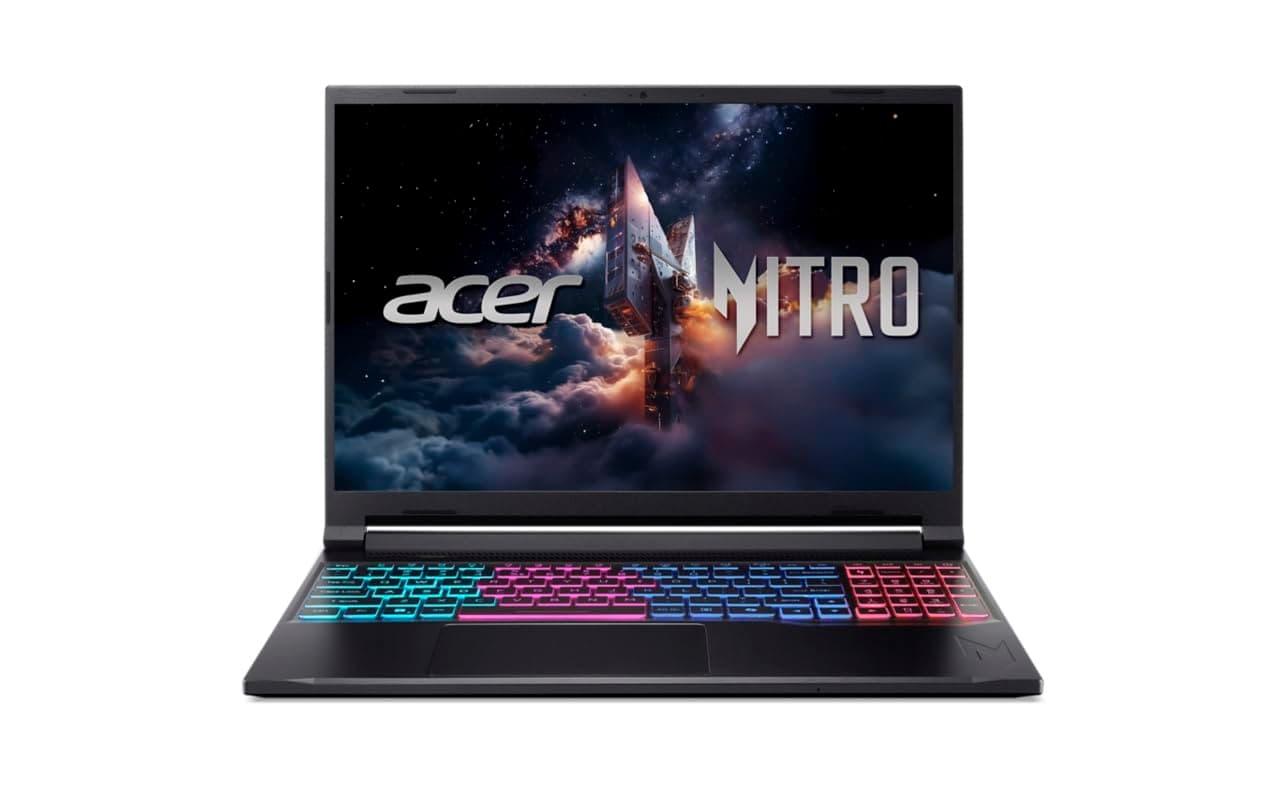 acer Nitro V 16S AI, AMD Ryzen 7 260 Octa-core Processor, RTX 5060-8 GB GDDR7, 16 GB/1 TB,WUXGA IPS, 16.0"/40.64 cm, 180 Hz, Win 11 Home, Obsidian Black, 2.1 kg, ANV16S-41, RGB KB, Gaming Laptop