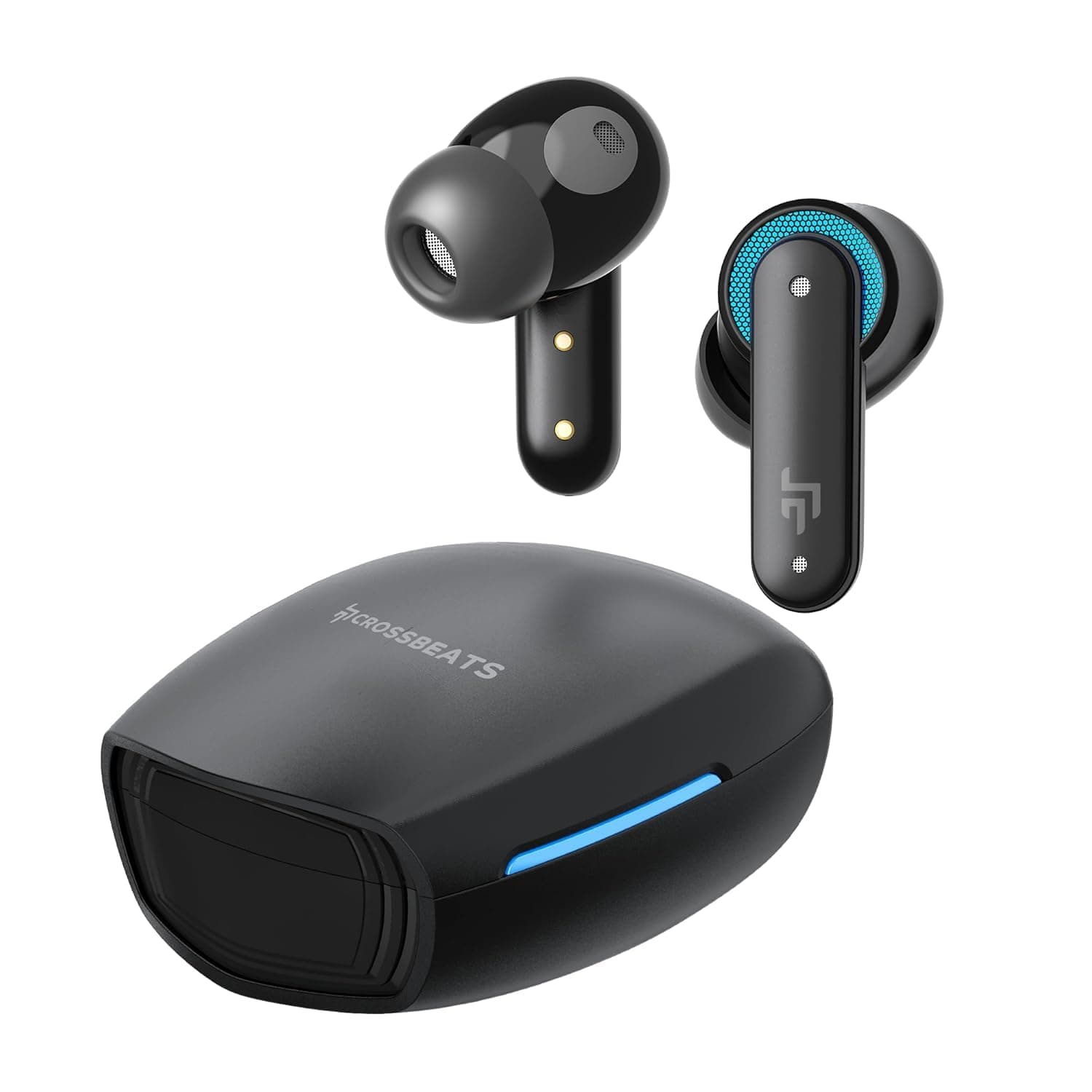 CrossBeats Fury Max Gaming TWS in-Ear Buds |100hr Playtime Bluetooth Earphones | RGB Lights | BT v5.4 | 30ms Low Latency | 360° Spatial Audio | 3D Sound Stage | 6 mics AI ENC | Dual EQ Modes(Black)