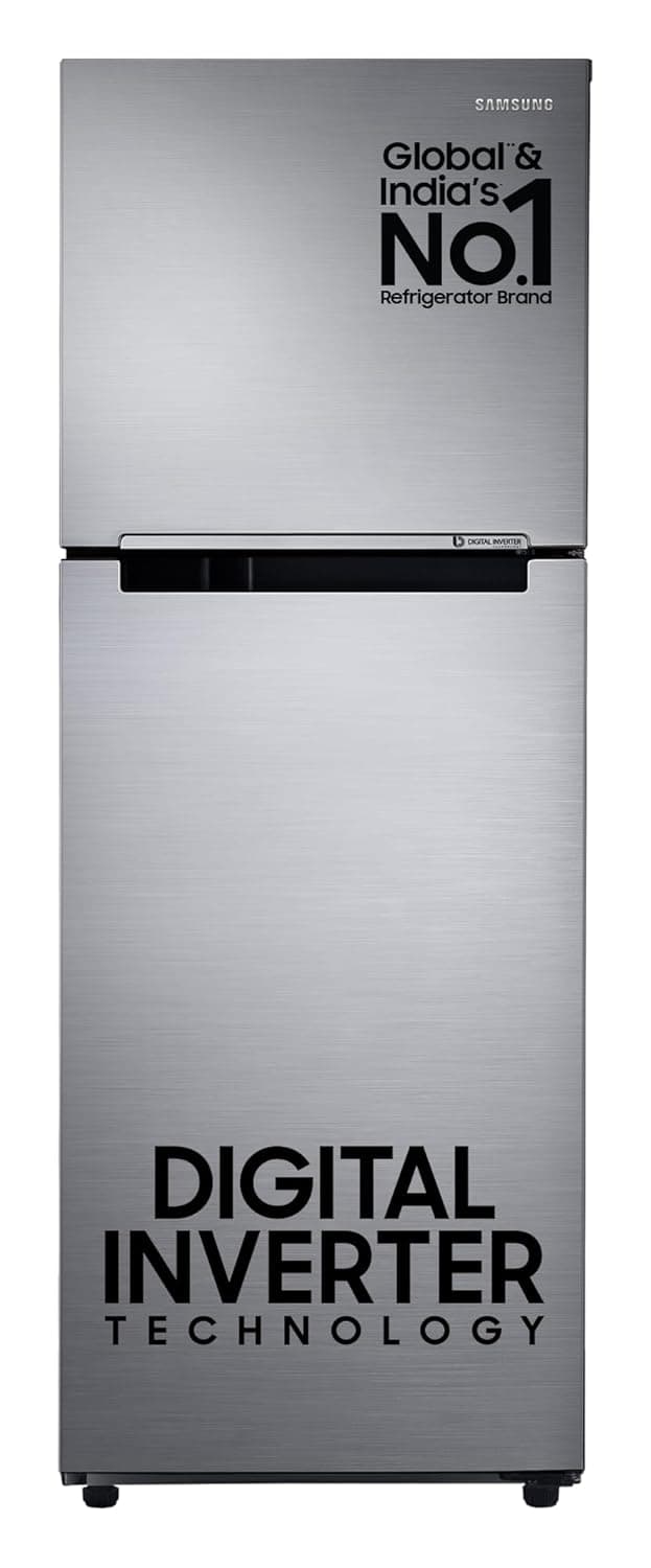 Samsung 236 L, 3 Star, Digital Inverter, Frost Free Double Door Refrigerator (RT28C3053S8/HL, Silver, Elegant Inox)