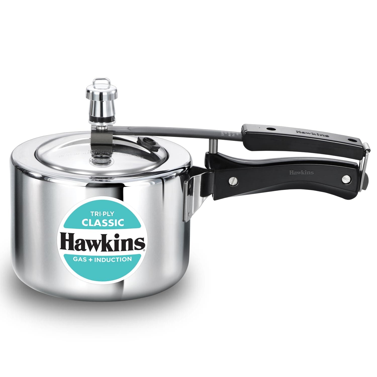Hawkins Triply 2 Litre Classic Pressure Cooker, Triply Stainless Steel Induction Inner Lid & Small Cooker, Silver (SSTCL20)
