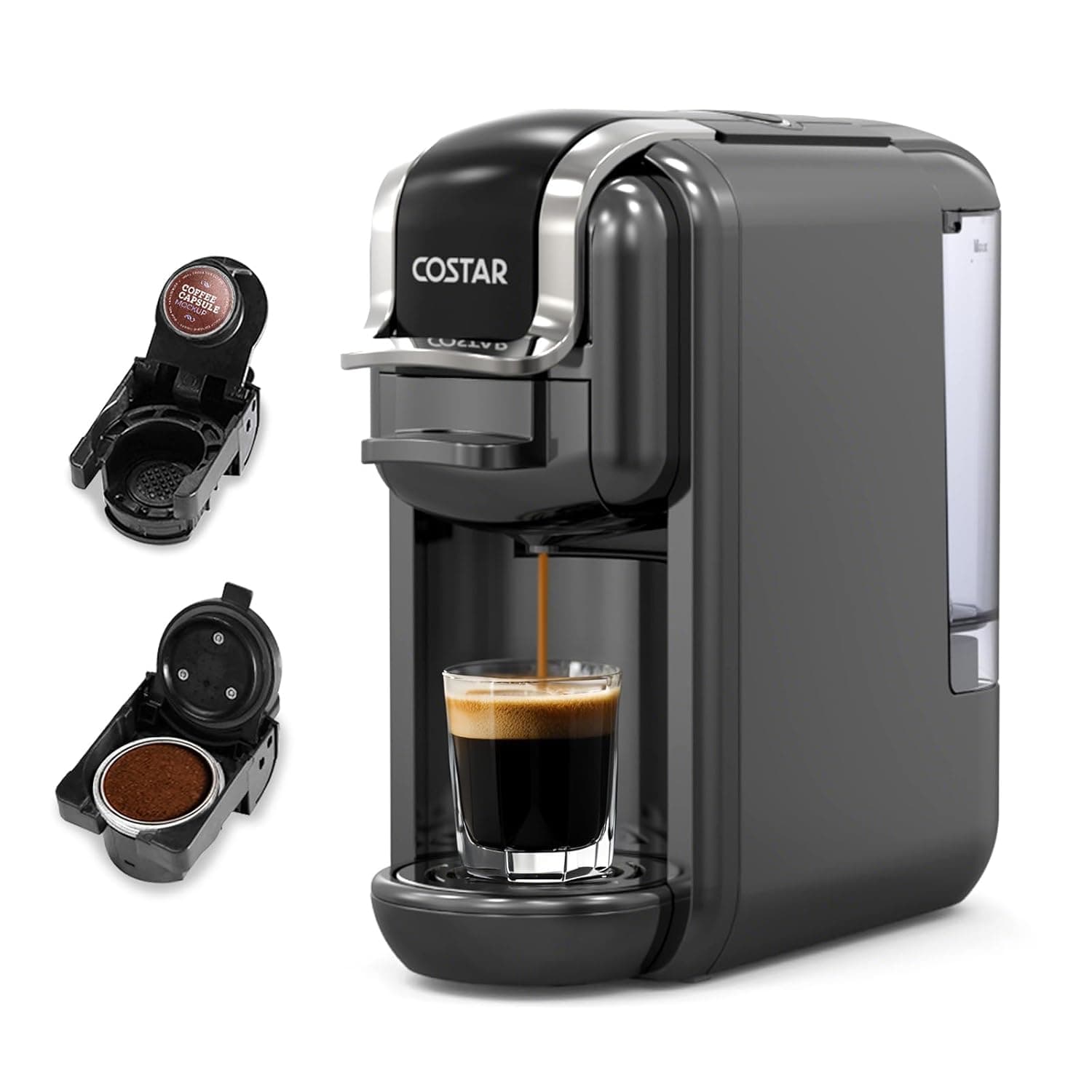 COSTAR 2-in-1 Espresso Machine for Capsules & Coffee Powder, 20 Bar Capsules Coffee Machine, Coffee Maker Machine for Home W/NS Original Capsules, Fast Heating System, Simple Touch Operation, 1450W