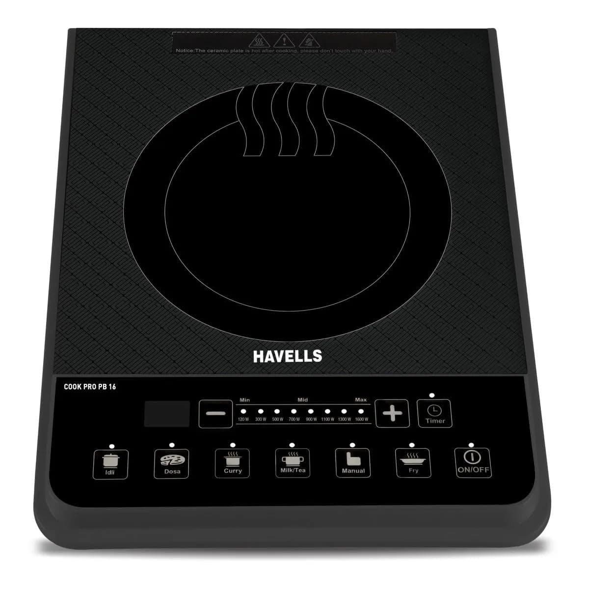 Havells Induction Cooktop Stove EVO Cook PB16 1600 Watt (3 year warranty, Black)