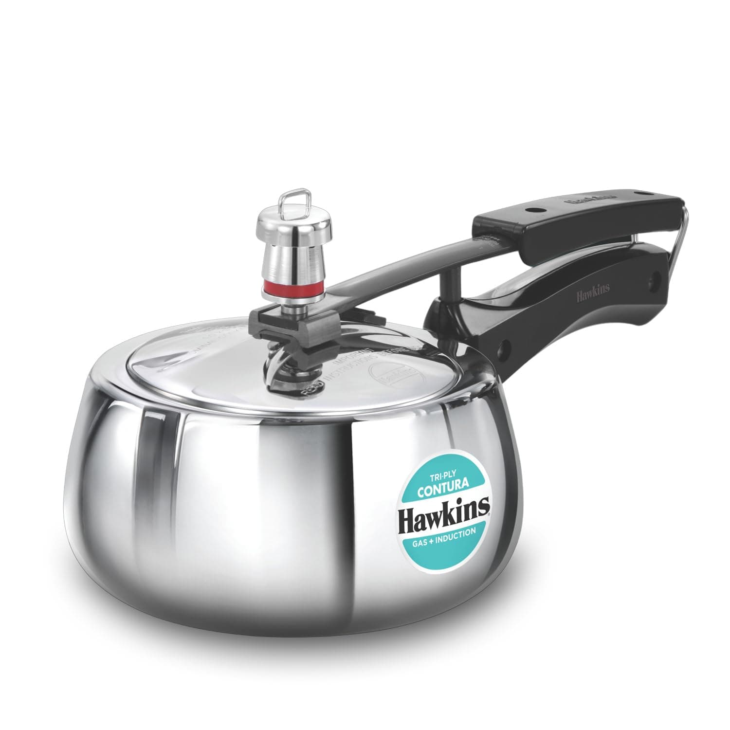 Hawkins 1.5 Litre Triply Contura Induction Pressure Cooker, Triply Stainless Steel, Contura shaped, Silver (SSTCO15)