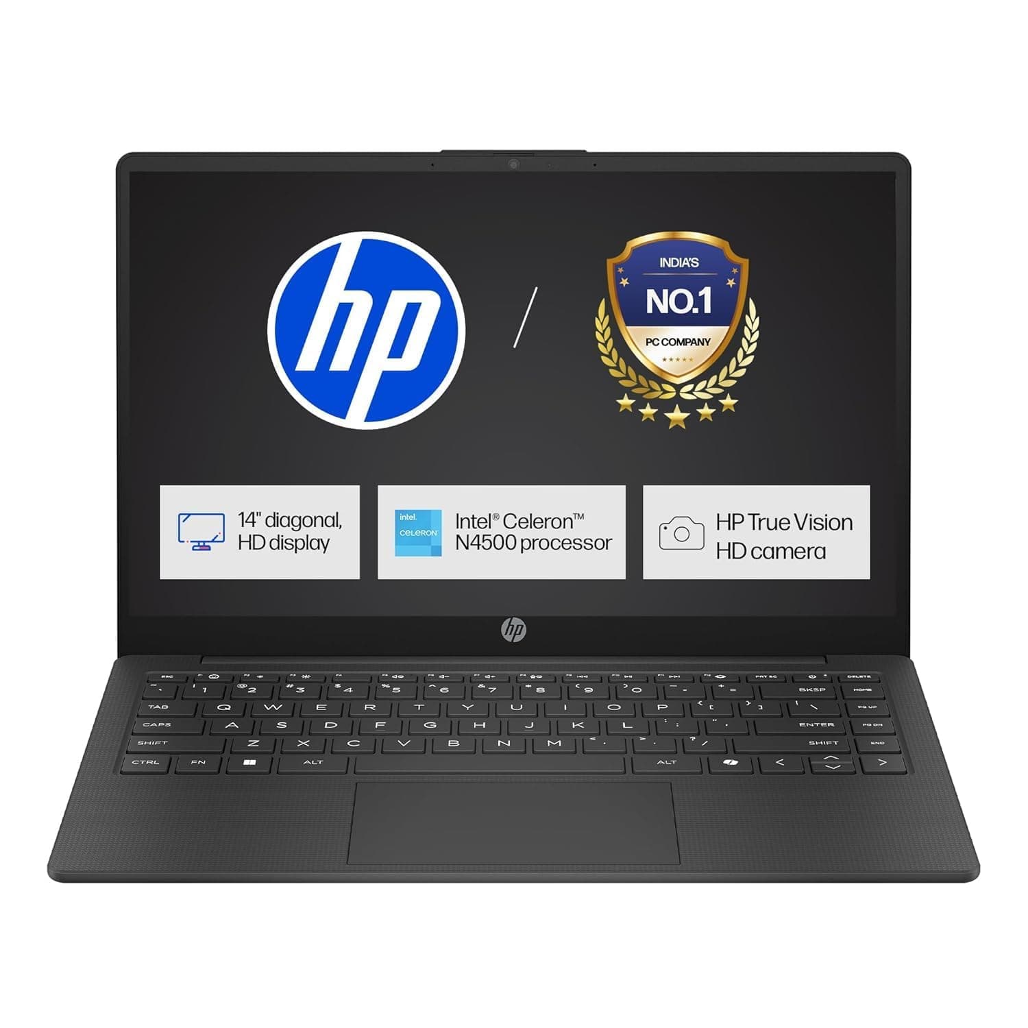 HP 14s Intel Celeron Dual Core N4500 Laptop (8GB/512GB SSD/Win 11) 14.0" HD Display, MSO 24, Black, 1.46kg, DQ3149TU Thin and Light Business Laptop