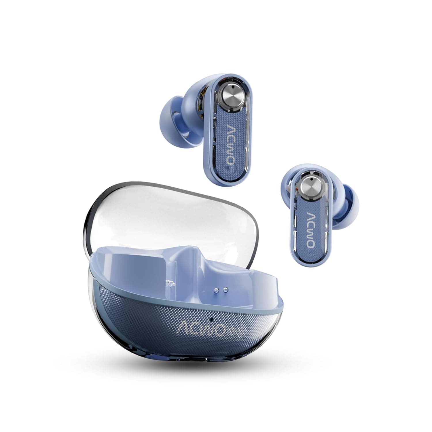 ACwO Dwots 777 Wireless in Ear Earbuds | 50Db Hybrid ANC | Advanced 6 Mics with AI-ENC | Transparency Mode | 3 EQ Modes | Minimal Transparent Design | IPX5 Water & Sweat Resistant (Gen Blue)