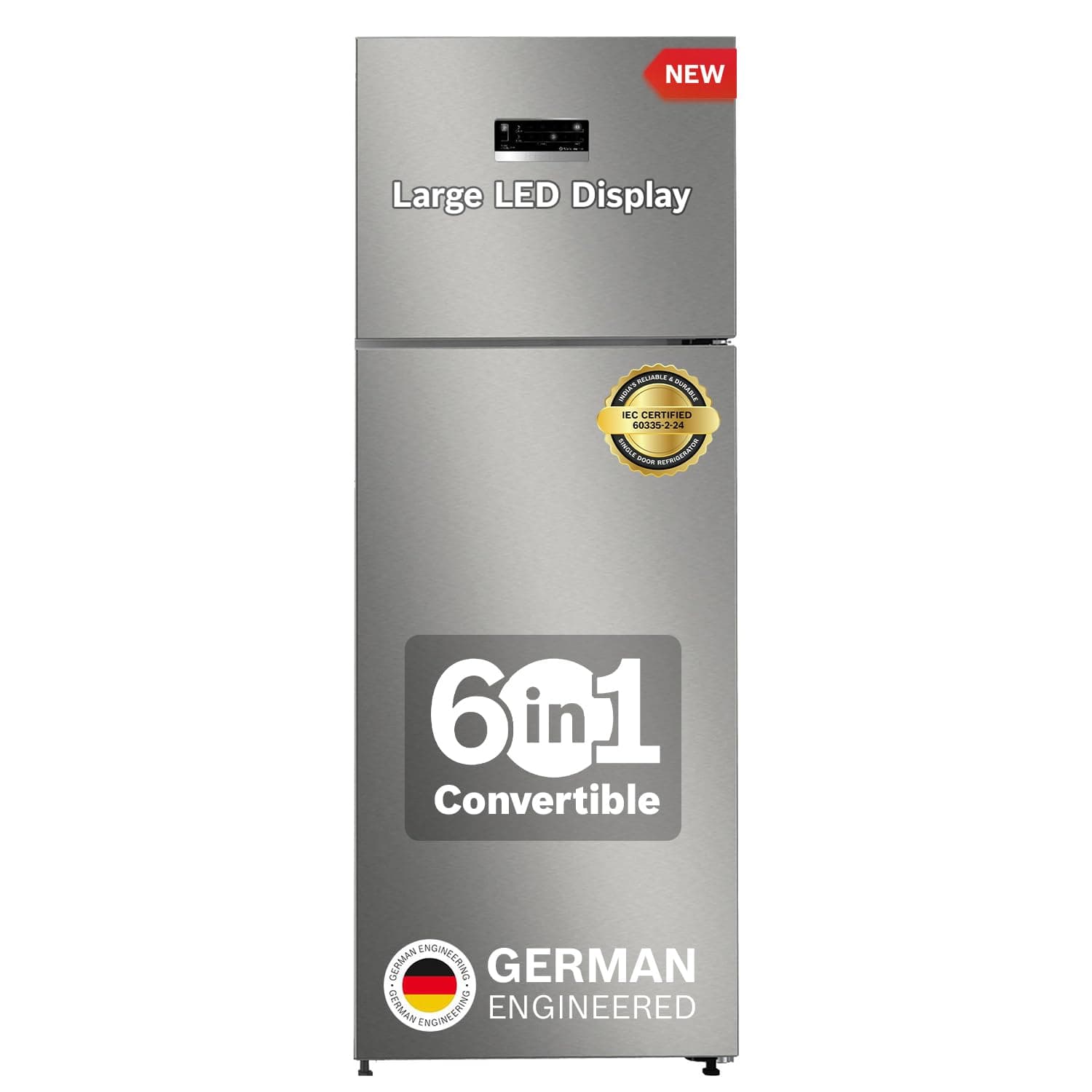 Bosch 243L 3 Star Inverter Frost free Double Door Refrigerator (CTC27S031I, 6-in-1 Convertible, 18 Hours Cooling Retention, Digital Display, Super Freeze, 80min Convert,Shiny Silver)