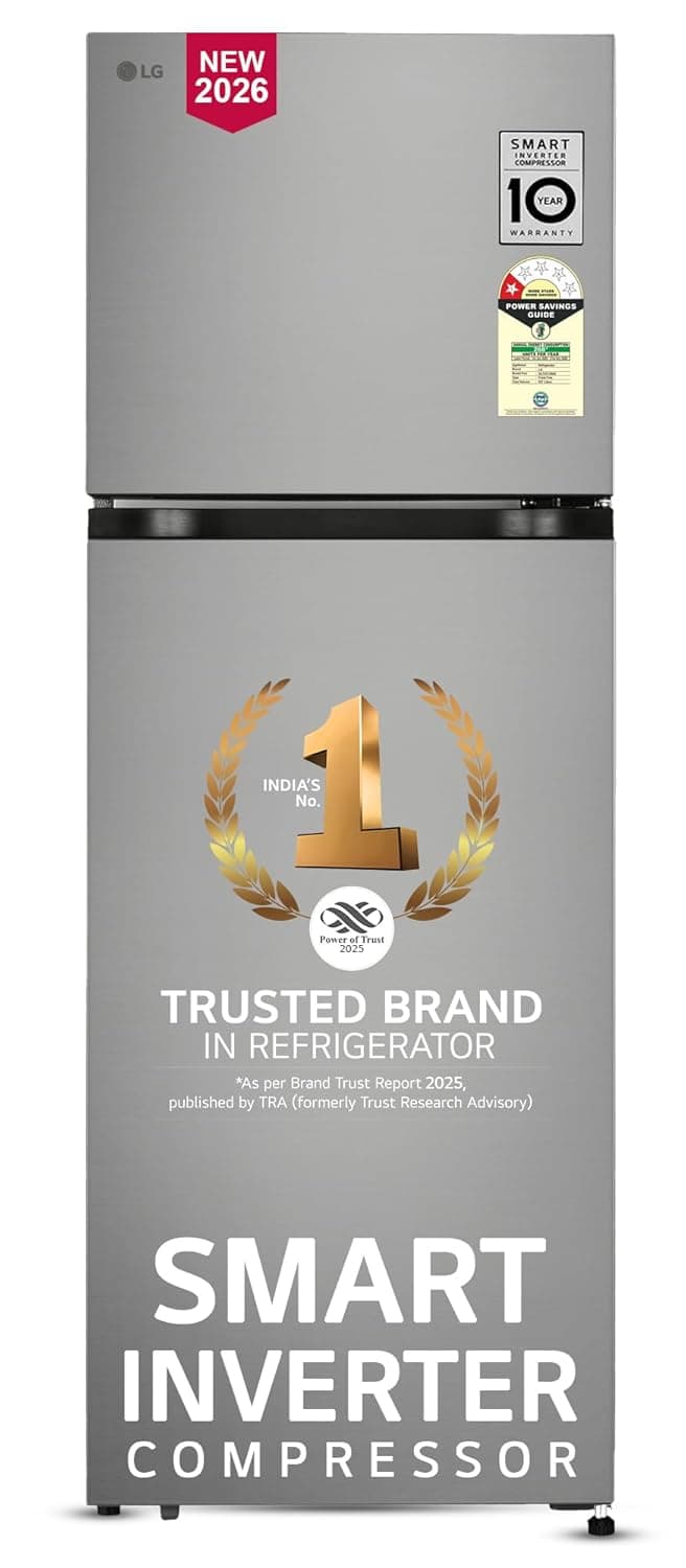 LG 251 L, 1 Star, Frost-Free Smart Inverter Double Door Refrigerator with Smart Mode (GLT2516WWPZ, Shiny Steel, Multi Air Flow Cooling with Max Fresh Zone)