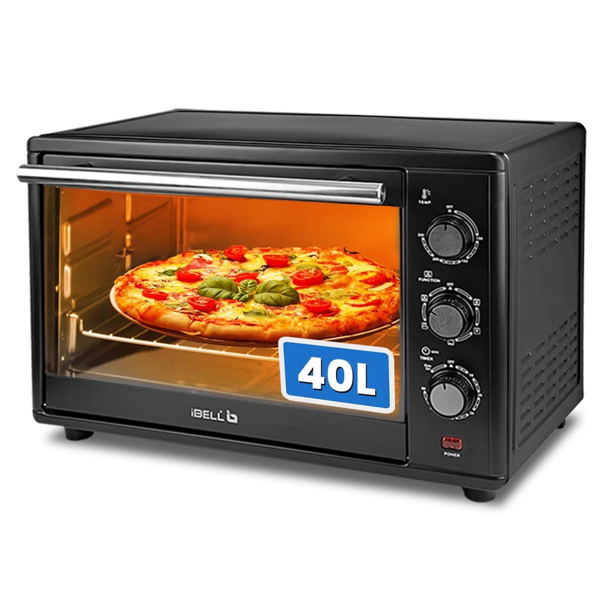 IBELL Electric Oven Toaster Grill 40L OTG with 1800 Watt, Convection & Motorized Rotisserie, Multiple heating options, 2 Year Warranty, EO40LGDLX (Black)