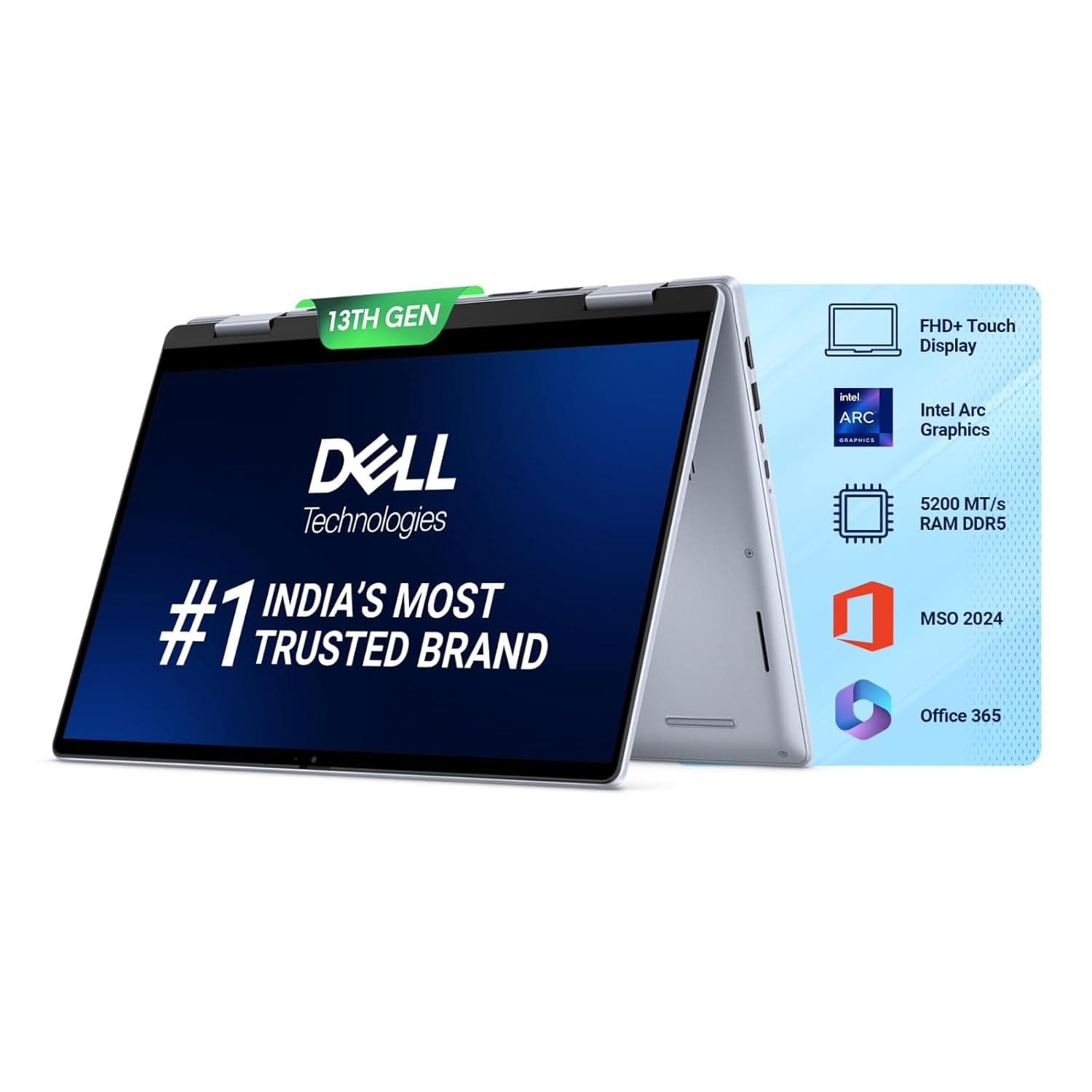 Dell Inspiron 7440 2in1 Laptop,14 inch Touch FHD+ 250nits(35.56cm)Display, Intel Core i5-1334U Windows 11 Home, 16 GB DDR5 RAM, 512 GB SSD, Active Pen, Intel Graphics, Ice Blue, Backlit KB+FPR, 1.71Kg