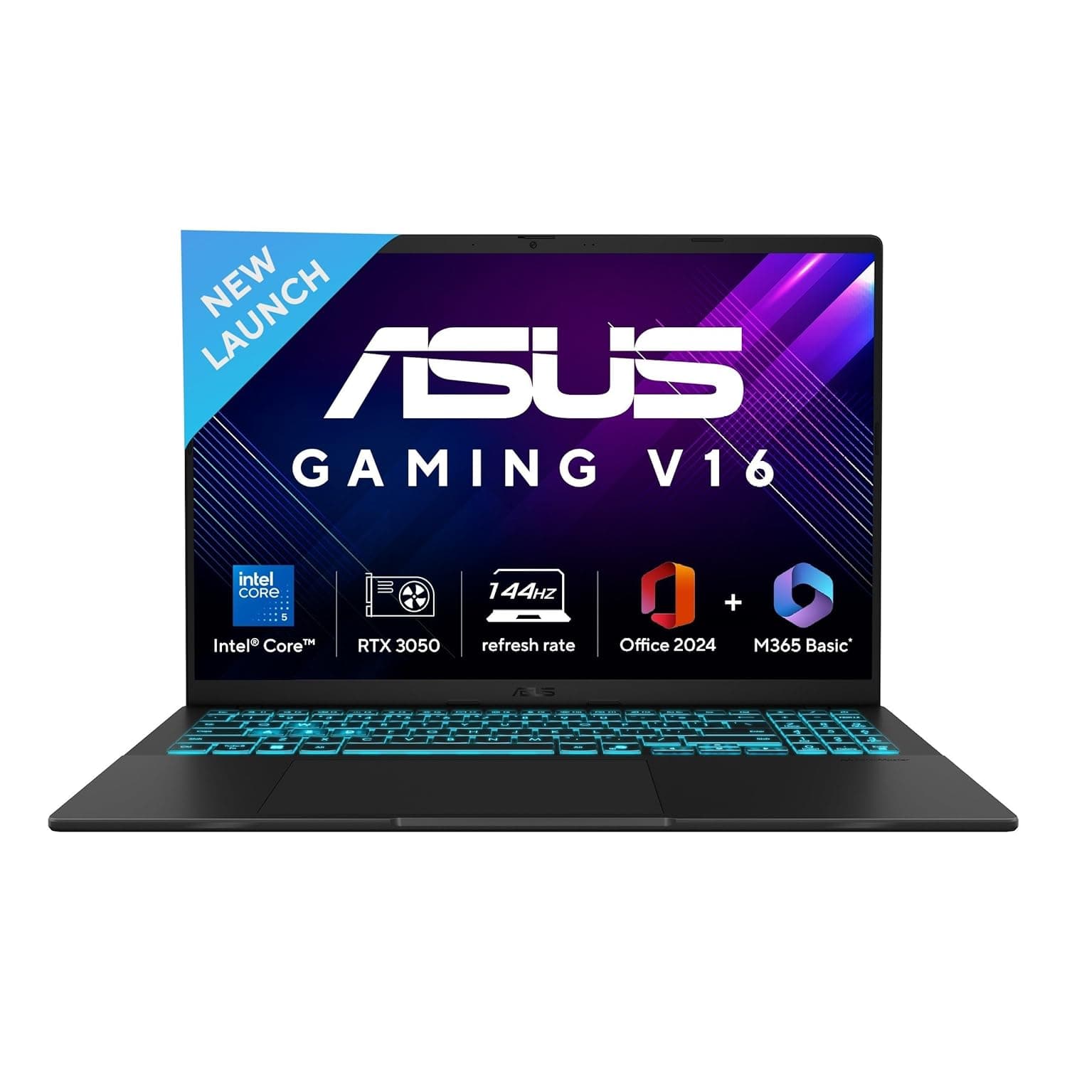 ASUS Gaming V16 (2025), Intel Core 5 210H, RTX 3050-6GB, 16GB RAM, 512GB SSD, FHD+, 16", 40 cm, Windows 11 Home, M365 Basic(1yr)* Office24, Matte Black, 1.95 Kg, V3607VJ-RP134WS, Gaming Laptop