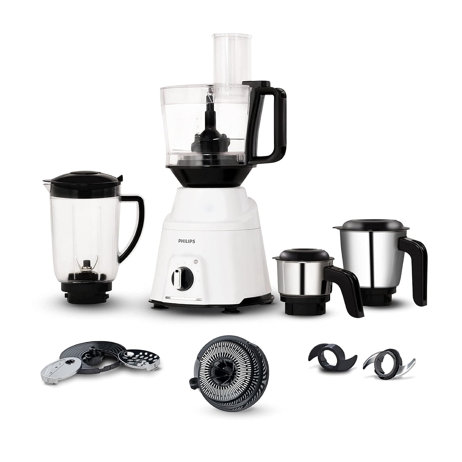 Philips Mixer Grinder 750 Watt, 3 in 1 (Mixer Grinder + Juicer + Food Processor) 4 Jar (HL7763/00), White