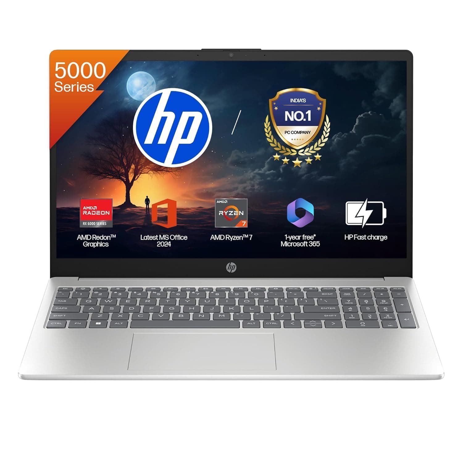 HP 15 Laptop, AMD Ryzen 7 5825U [16GB DDR4,512GB SSD] [Win11, Office Home'2024/M365 Basic(1yr)*] [Anti-Glare,Micro-Edge,15.6''/39.6cm FHD]Silver,1.59kg [Backlit KB+FHD Camera+Radeon Graphics] fc0533AU