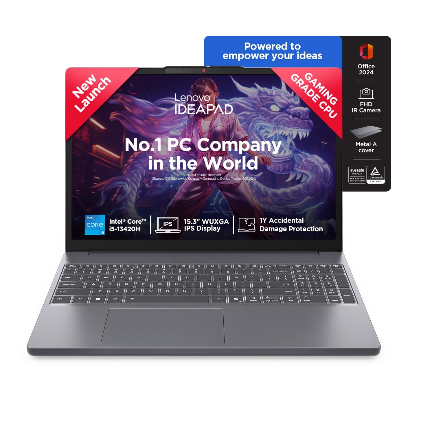Lenovo IdeaPad Slim 3, 13th Gen Intel Core i5 13420H, 24GB RAM, 1TB SSD, WUXGA IPS, 15.3"/38.8cm, Windows 11, Office Home 2024, Grey, 1.6Kg, Backlit Keyboard, 1Yr ADP Free, 83K100PLIN, Laptop