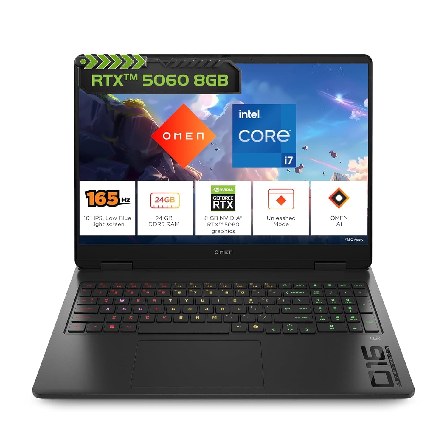 HP Omen, Intel Core i7-14650HX 14th Gen, 8GB RTX 5060, 24GB DDR5(Upgradeable) 1TB SSD, 165Hz, 2k WUXGA, 3ms, 400 nits, 16''/40.6cm, Win11, M365* Office24, Black, 2.43kg, am0239TX, RGB Gaming Laptop