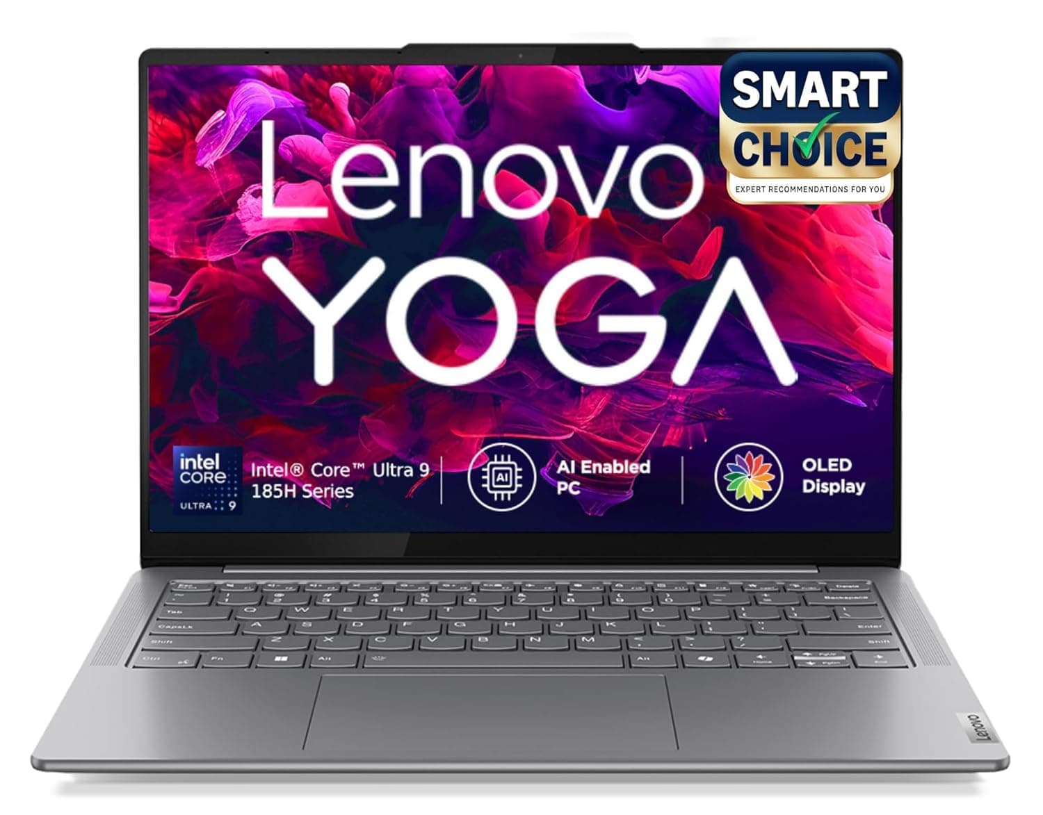 Lenovo Yoga Slim 7 (Smartchoice) Intel Core Ultra 9 185H 14"(35.5cm) WUXGA-OLED Laptop (32GB RAM/1TB SSD/AI PC/Windows 11/Microsoft 365 Basic + Office Home 2024/1Yr ADP Free/Grey/1.39Kg), 83CV00B3IN