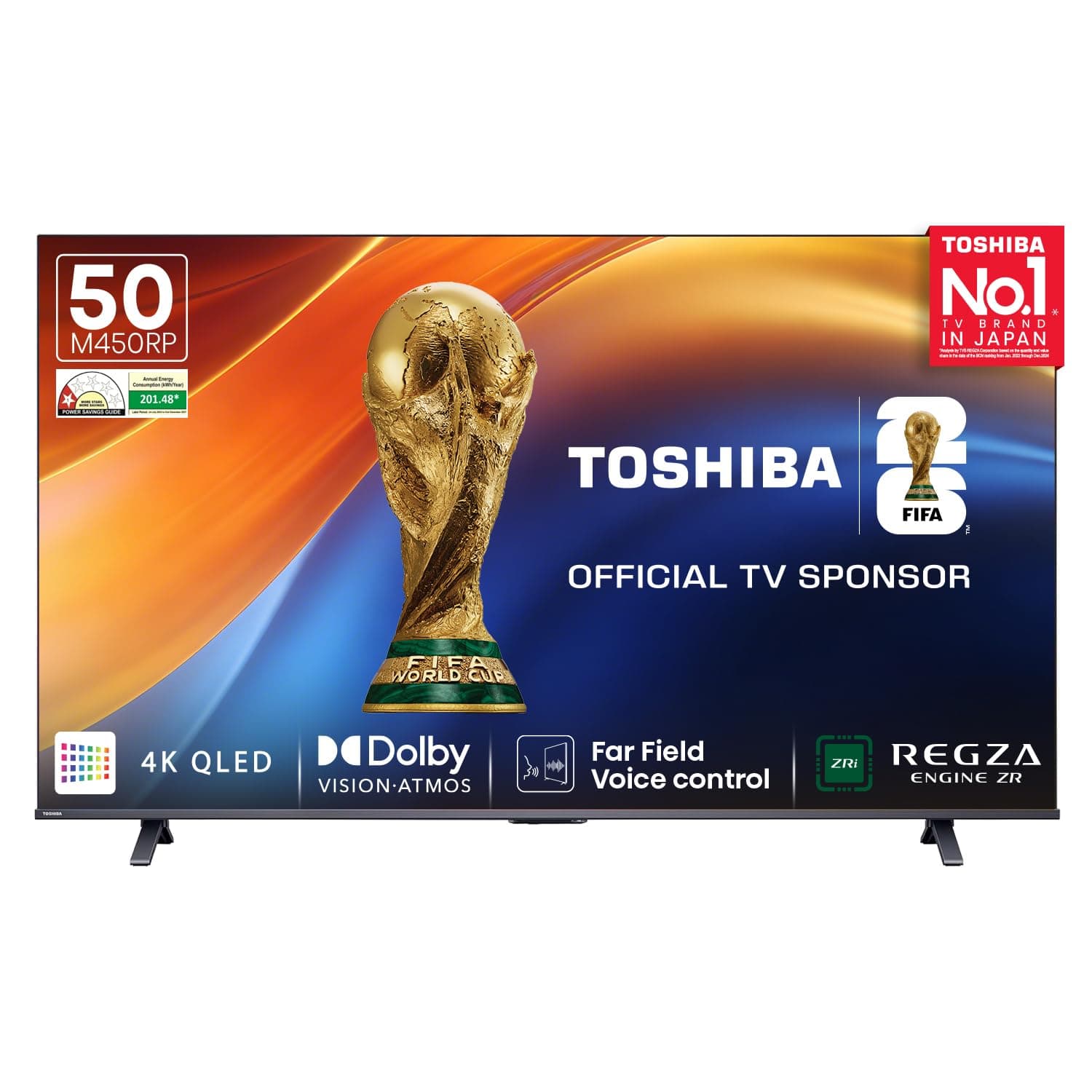 Toshiba 126 cm (50 Inches) 4K Ultra HD Smart QLED TV | Dolby Atmos, HDR10+ | 24W Powerful Speakers | AI Sports Mode | REGZA Engine ZR | Voice Control | AI 4K Upscaling | VIDAA OS | 50M450RP (Black)