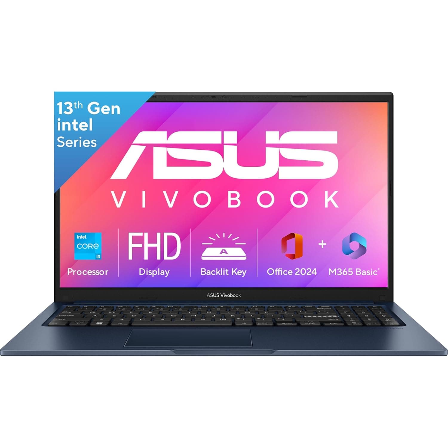 ASUS Vivobook 15, 13th Gen, Intel Core i3-1315U, 16GB RAM, 512GB SSD, FHD, Anti-Glare, 15.6", 39.6 cm, Windows 11 Home, M365 Basic(1yr)* Office24, Quiet Blue, 1.70 kg, X1504VA-BQ342WS, Laptop
