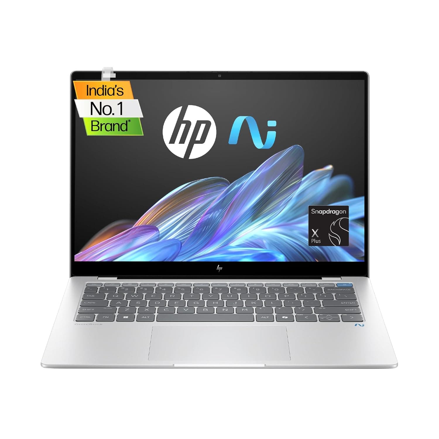 HP OmniBook X Snapdragon X Plus (16GB RAM/512GB SSD/2.2K 16:10 87.81% STBR Touchscreen 400 nits/Windows 11/5MP Camera/Poly Studio/Backlit KB/14” (35.6cm)/Silver/1.34kg) 14-fe1011QU Laptop