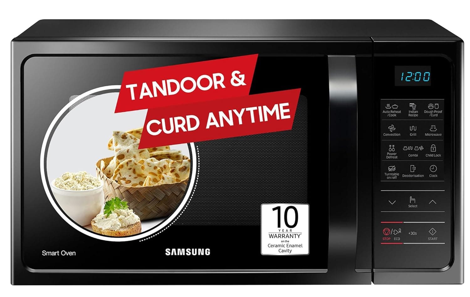 Samsung 28L, Convection Microwave Oven with Curd Making(MC28A5013AK/TL, Black, Ceramic Enamel Cavity with 10 Year Warranty)