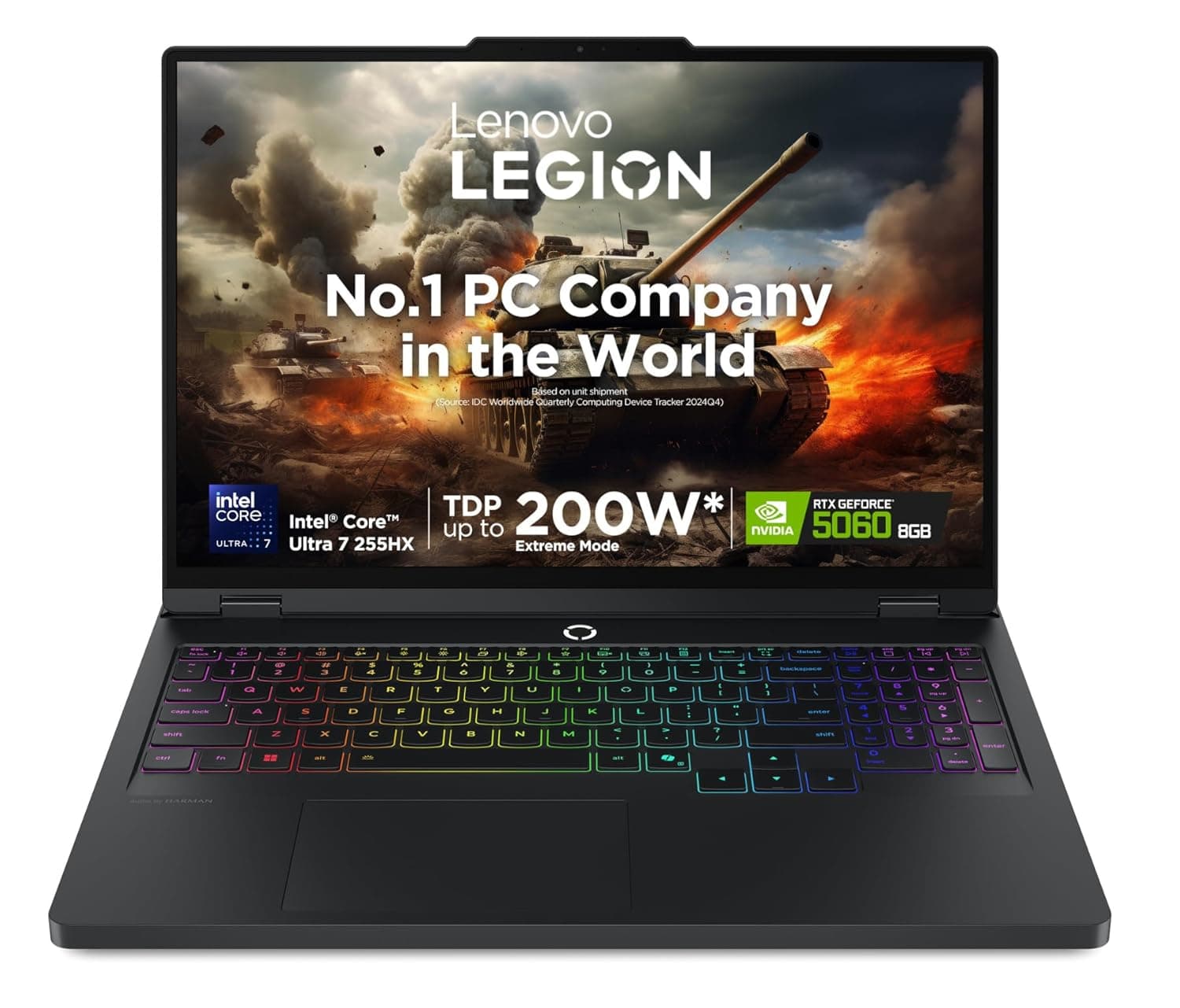Lenovo Legion Pro 5 2025, Intel Core Ultra 7 255HX, RTX 5060-8GB, 32GB RAM, 1TB SSD, WQXGA OLED, 16"/40.6cm, 165Hz, Windows 11, Office 2024+AI Now, Black, 2.4Kg, 83F3007CIN, AI Powered Gaming Laptop