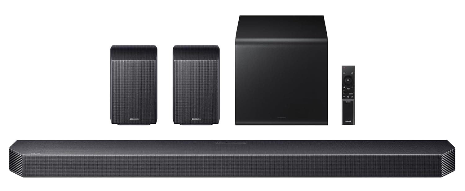 Samsung 580 W True 9.1.4 ch Full Surround Soundbar with Wireless Dolby Atmos | Center-Up-Side-Front Wide-Firing Speakers | Alexa | Wi-Fi | HDMI ARC | Optical in | Bluetooth (HW-Q930F/XL, Titan Black)