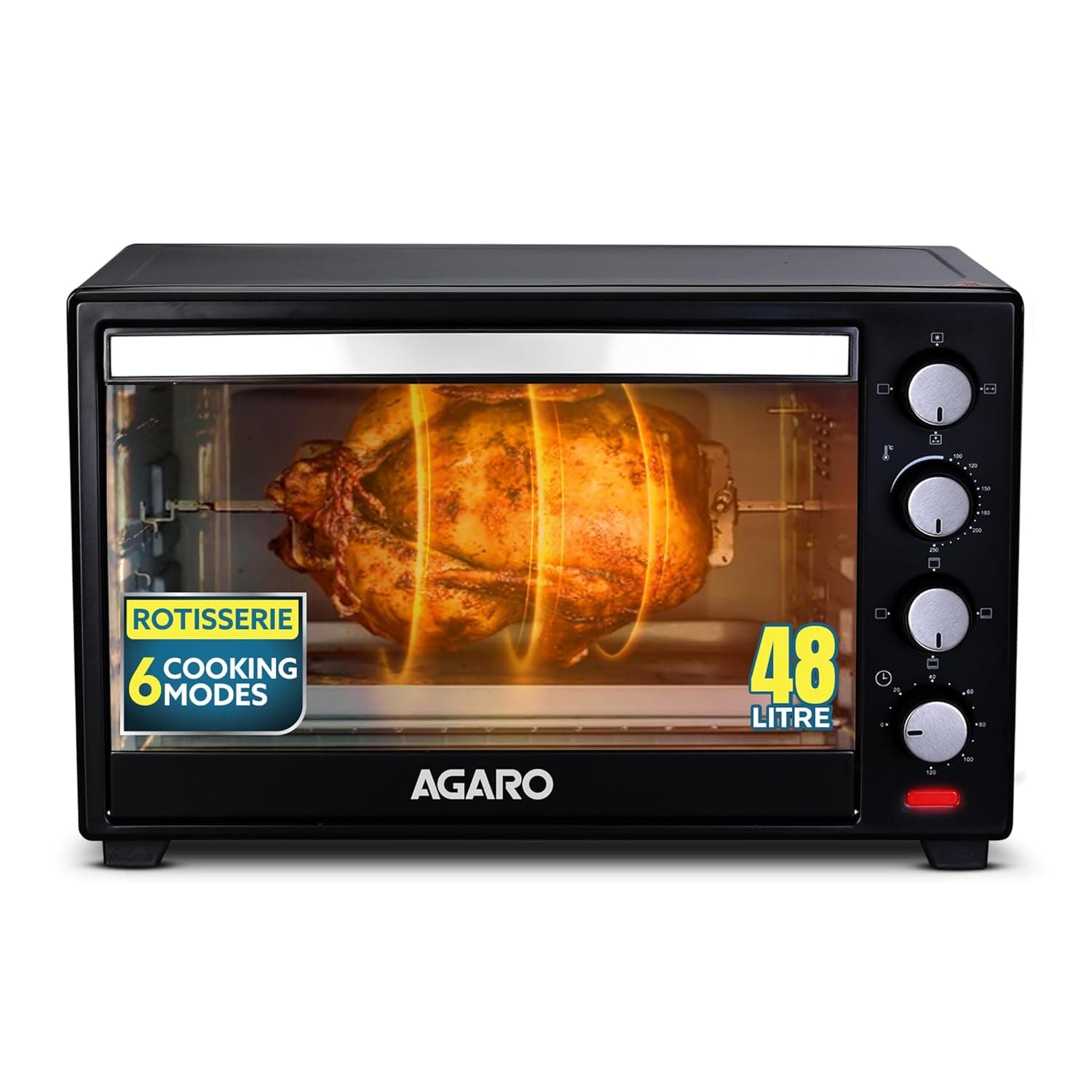 AGARO Marvel 48 Liters Oven Toaster Griller, Motorised Rotisserie and Convection Cake Baking OTG with 3 Heating Mode, (Black)