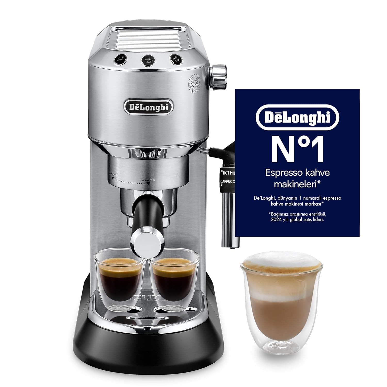 DeLonghi EC685.M Dedica Style Pump Espresso Coffee Machine | Espresso, Cappuccino, Latte & More Recipe Options| Coffee Maker Machine for Home | 15 Bar Pressure, 1350 W|Free Demo & Installation|Metal