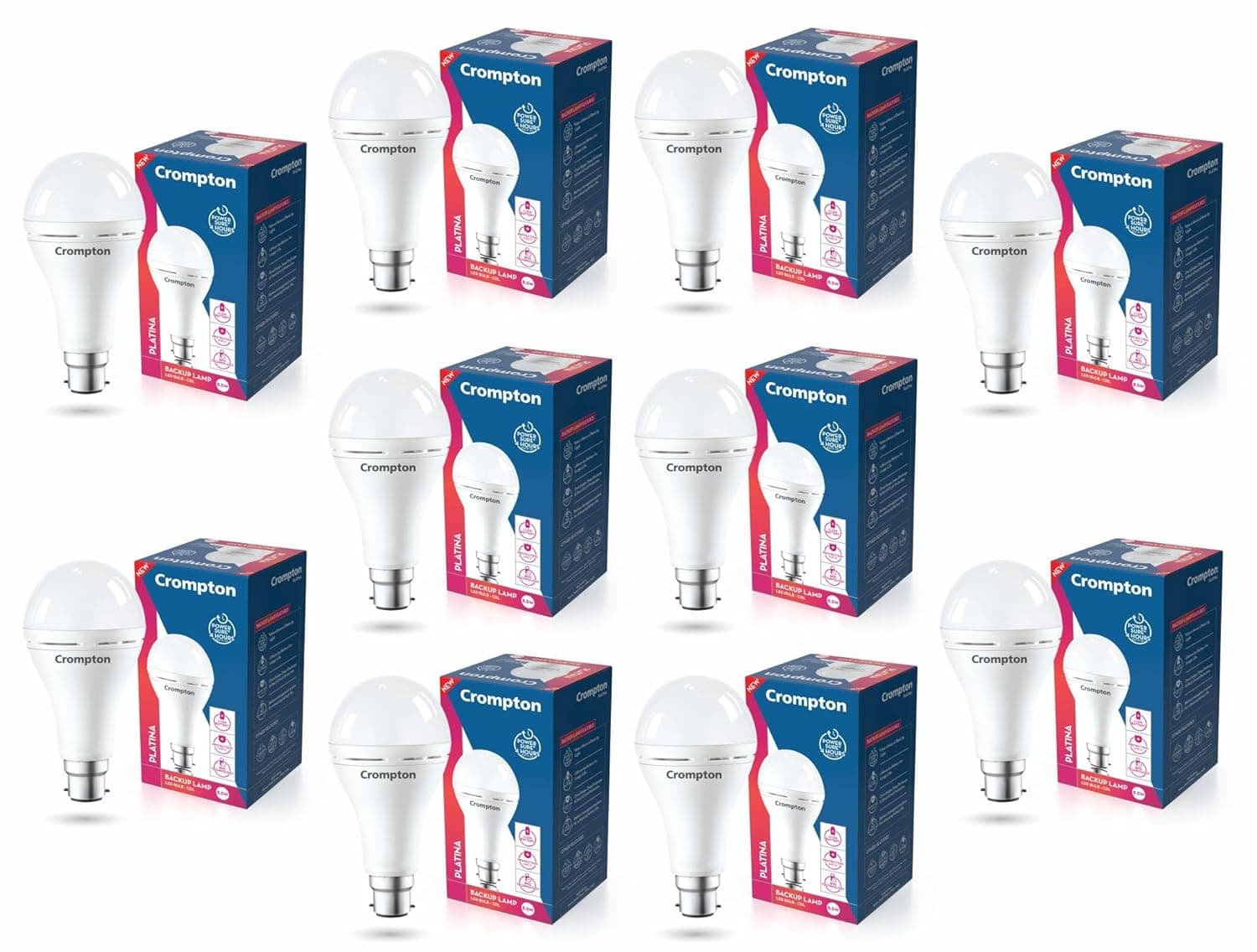 Crompton 8.5W Emergency LED Bulb | Backup Lamp | Inverter Bulb for home, with upto 4 Hours battery back up | Over charging Protection | BMS Technology | Cool Day Light (6500K) | Pack of 10