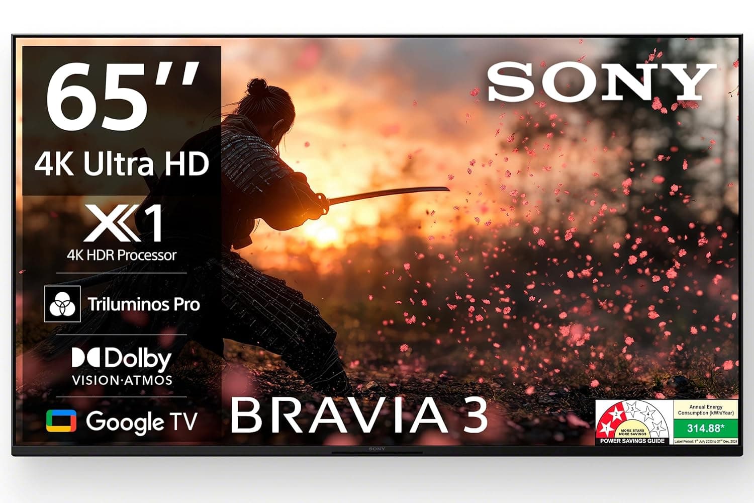 Sony BRAVIA 3 Series 164 cm (65 inches) 4K Ultra HD AI Smart LED Google TV K-65S30B (Black)