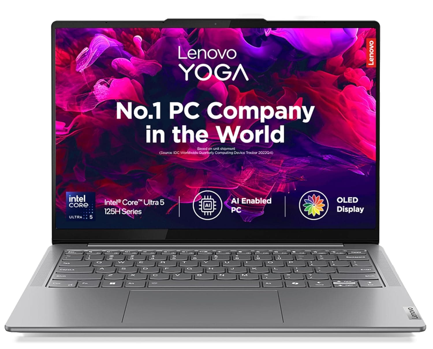 Lenovo Yoga Slim 7, Intel Core Ultra 5 125H, 16GB RAM, 512GB SSD, AI PC, WUXGA-OLED, 14"/35.5cm, Windows 11, Microsoft 365 Basic + Office 2024, Grey, 1.39Kg, 83CV00DFIN, AI Powered Laptop