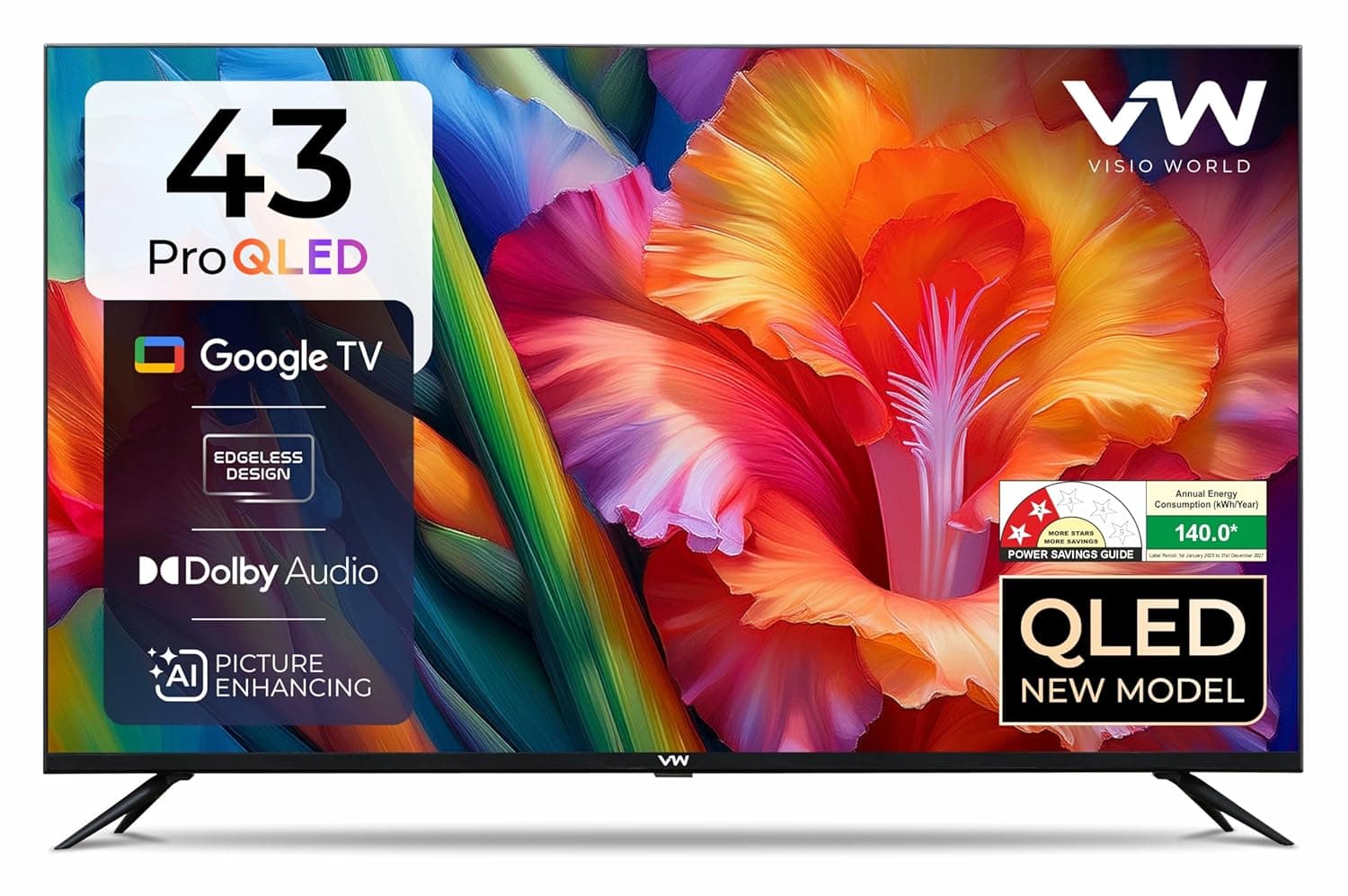VW 109 cm (43 inches) Pro Series 4K Ultra HD Smart QLED Google TV VW43GQ1