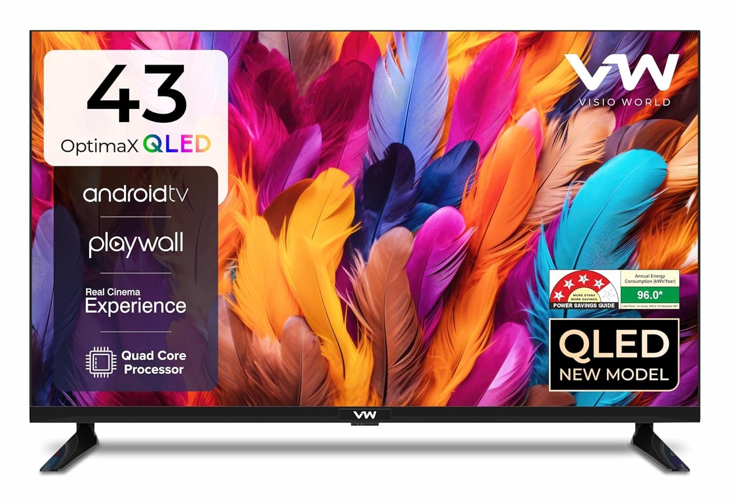 VW 109 cm (43 inches) OptimaX Series Full HD Smart QLED Android TV VW43AQ1