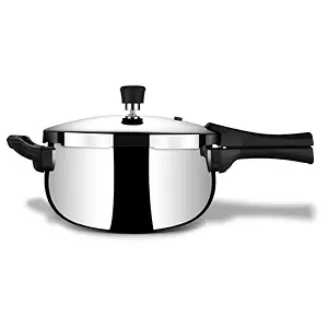 Stahl Triply Stainless Steel Pressure Cooker 5 Litre Outer Lid | Belly Pressure Cooker | Triply Cooker With Gas & Induction Base | Safe & Long Lasting Steel | Xpress Cooker 9275 (Serves 4 People)