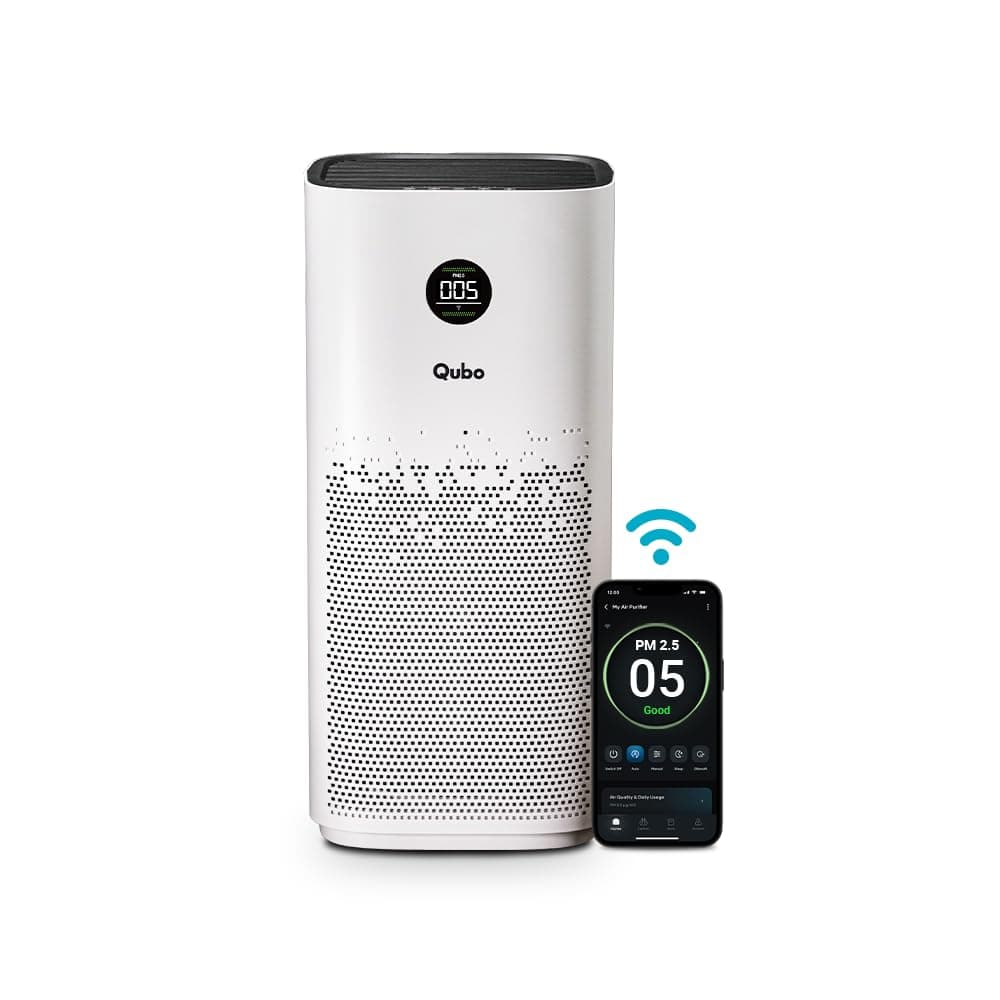 Qubo Smart Air Purifier Q1000 for Home by Hero Group | Upto 1000 Sq Ft | 99.99% Allergen Removal | HEPA H13 | 9000 Hrs Filter Life | App & Voice Control | Energy Saving | Ultra-Quiet BLDC Motor