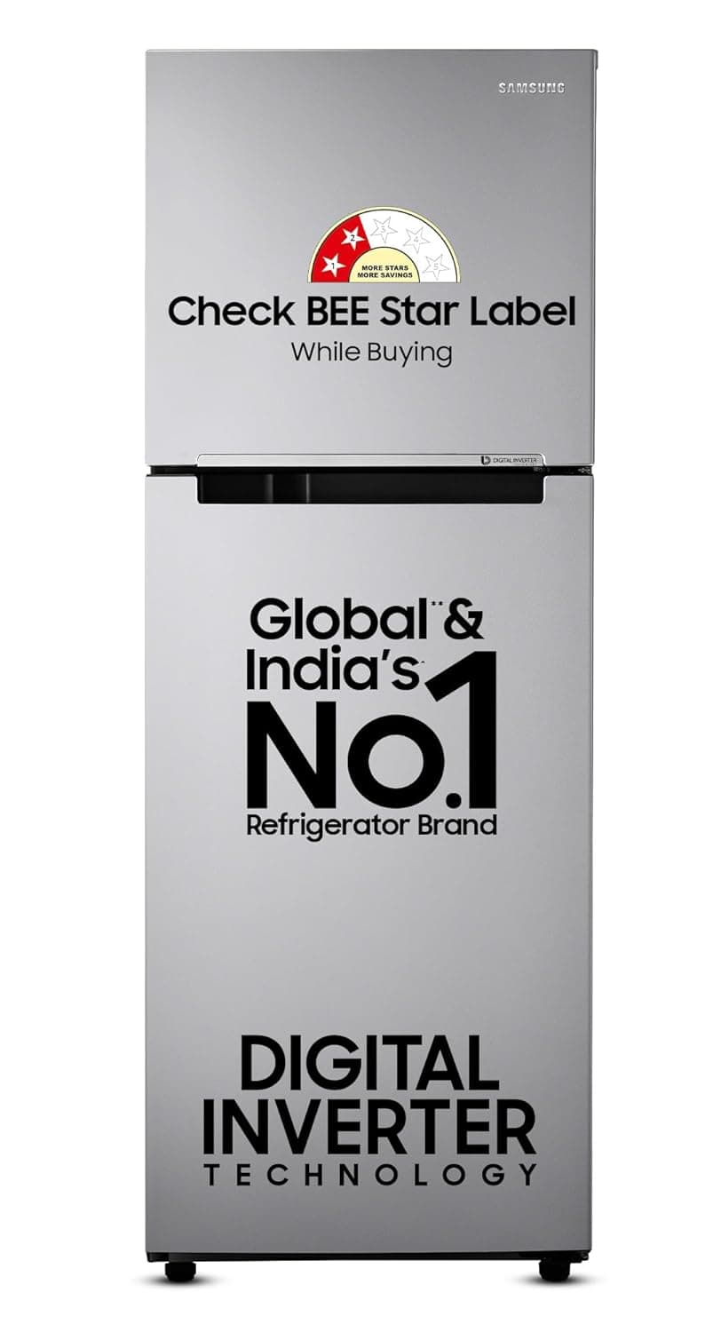 Samsung 236 L, 2 Star, Digital Inverter, Frost Free Double Door Refrigerator (RT28C3032GS/HL, Gray Silver)